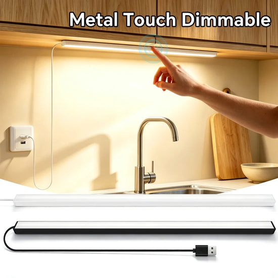 USB Under-Cabinet LED Light Bar with Touch Dimmer